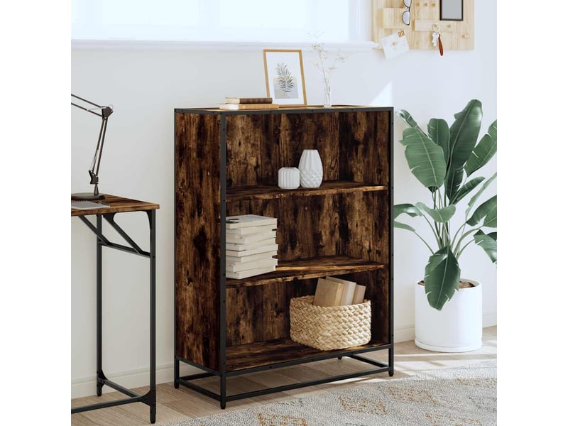  Bibliothèque, étagère de rangement chêne fumé 80,5x35x107,5 cm bois d'ingénierie  - Conforama C
