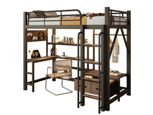 Lit mezzanine 90x200 cm <strong>MODENUIT </strong> <strong></strong> coloris noir