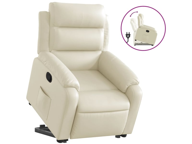  Fauteuil inclinable salon, fauteuil relax crème similicuir shl73717  - Conforama A