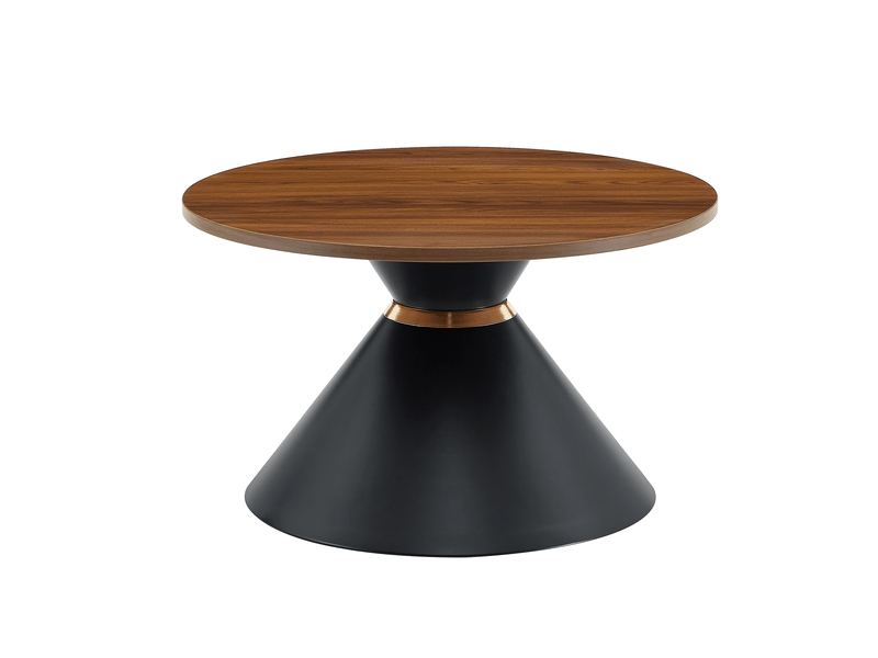  Lot de 2 tables basses rondes gigognes 70x42,5 cm et 50x50,5 cm aspect noyer métal noir  - Conforama A