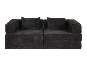 Canapé convertible 200 cm, canapé-lit modulable au sol en tissu chenille, sans montage, 2 places, noir