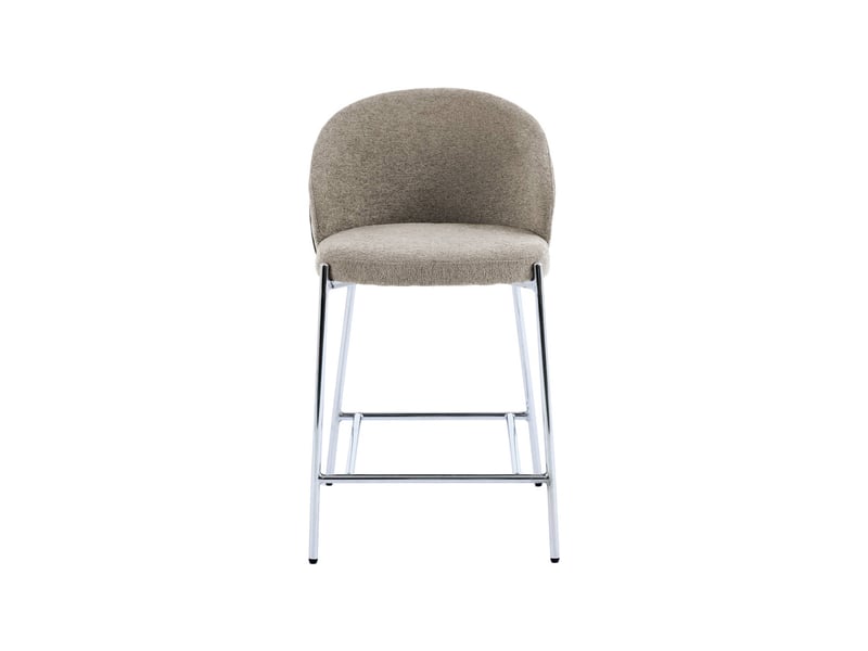  Lot de 2 tabourets de bar bois de peuplier teinté noyer. Acier chromé et tissu texturé taupe - paul  - Conforama E