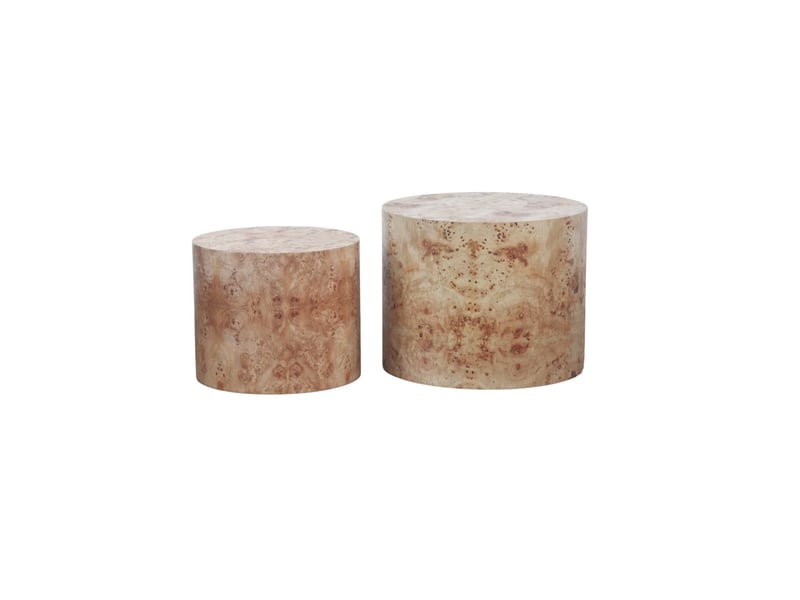  Lot de 2 tables basses gigognes rondes ø48 et ø38 cm décor loupe de bois naturel  - Conforama A