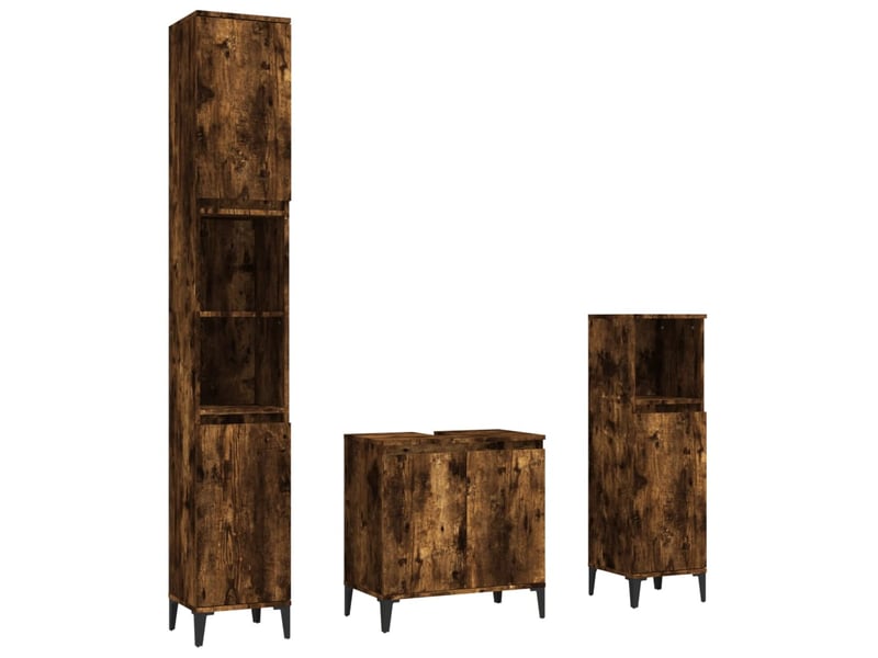 Ensemble de meubles de salle de bain 3 pcs chêne fumé cf63682 - Conforama A