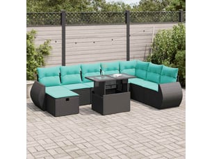 Vidaxl salon de jardin avec coussins 9 pcs gris résine tressée acacia