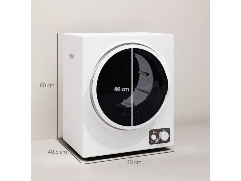 Sèche-linge compact 4 kg 49 x 40,5 x 60 cm blanc en plastique, à évacuation, pose murale ou libre - Conforama C