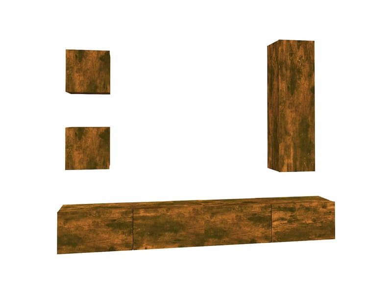  Ensemble de meubles tv 5 pcs chêne fumé bois d'ingénierie shl60448  - Conforama A