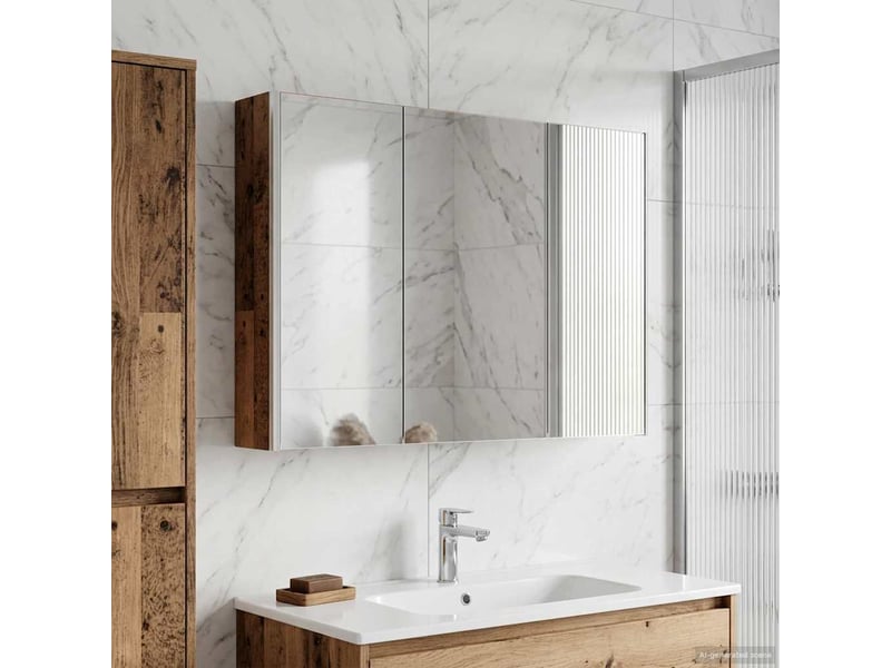  Armoire miroir salle de bain, meuble de rangement bois ancien shl2057  - Conforama B