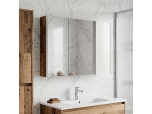 Armoire miroir salle de bain, meuble de rangement bois ancien shl2057