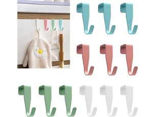 Crochets de porte coloré, 12pcs crochet de en acier inoxydable, pour rebord de tiroir, patère pour sans perçage pour cuisine, multicolore