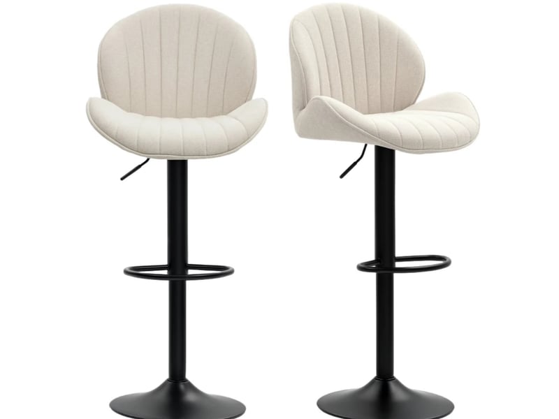  Lot de 2 tabourets de bar réglables 48x50x94-115 cm – beige – pivotants 360° avec dossier et repose-pieds  - Conforama A