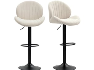 Lot de 2 tabourets de bar réglables 48x50x94-115 cm – beige – pivotants 360° avec dossier et repose-pieds