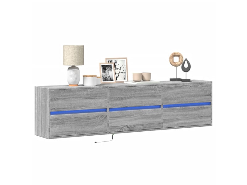  Meuble tv - banc tv - meuble de rangement mural avec led sonoma gris 180x31x45 cm  - Conforama B