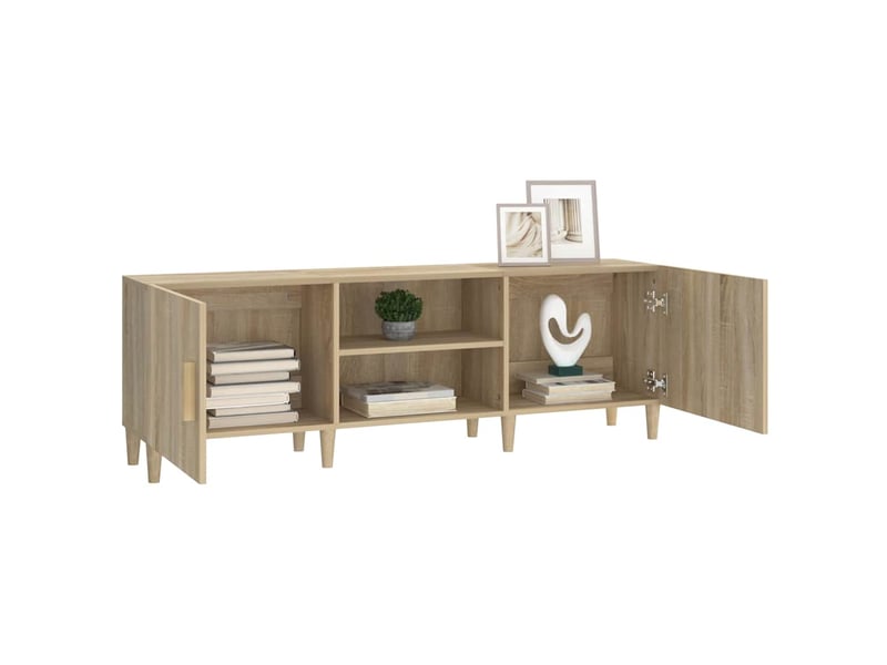 Meuble tv - banc tv - meuble de rangement chêne sonoma 150x30x50 cm bois d'ingénierie  - Conforama D
