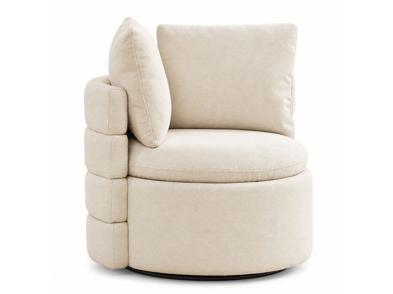  Fauteuil pivotant 360° ivoire avec rangement caché et coussin de dossier moelleux  - Conforama A