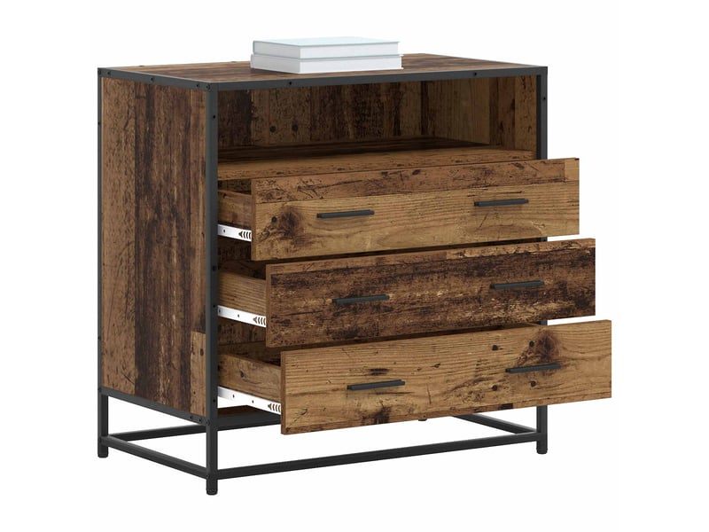 Armoire à tiroirs, commode 3-tiroir bois ancien 70x41x70 cm - Conforama C