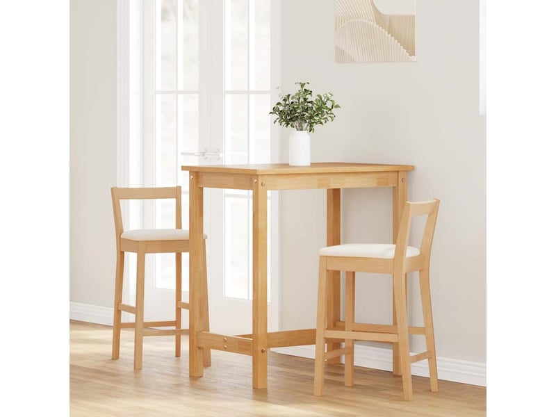  Lot de 2 tabouret de bar avec coussins en bois massif naturel et caoutchouc shl69063  - Conforama C