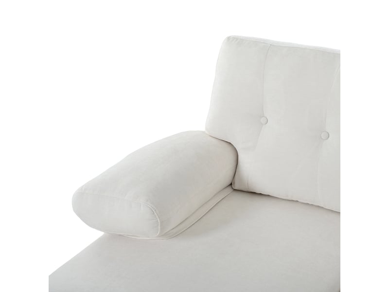  Canapé panoramique 4 places en forme de u, revêtement chenille beige, dossier capitonné et structure stable pour salon moderne  - Conforama R