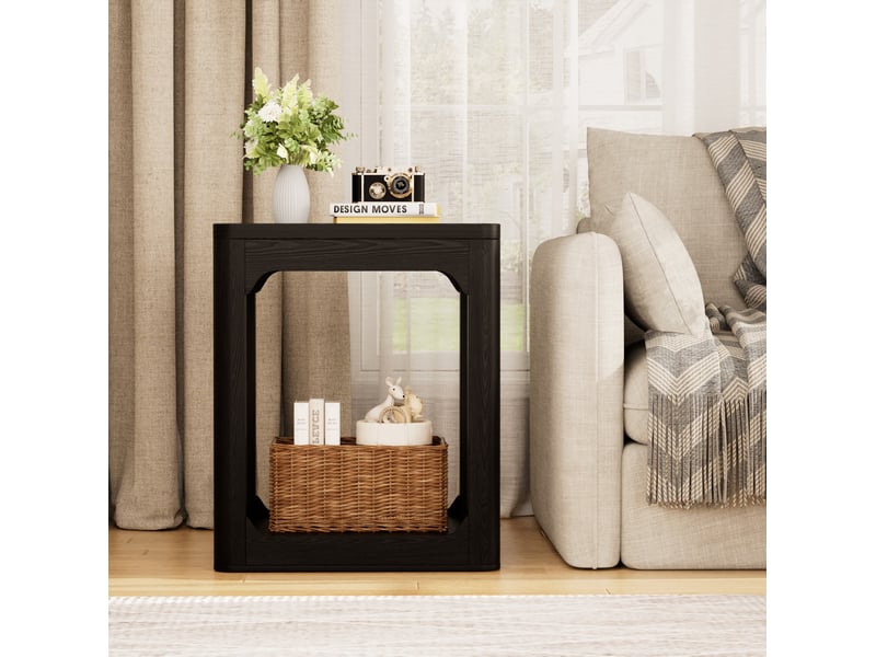 Lot de 2 tables d'appoint 50x40x60 cm en mdf à 2 niveaux noir chicfurn - Conforama C