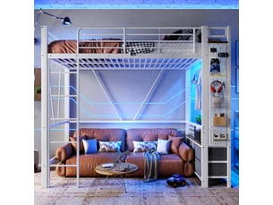 Lit mezzanine 90x200 cm <strong>MERAX</strong>  <strong>lit enfant blanc</strong> coloris blanc