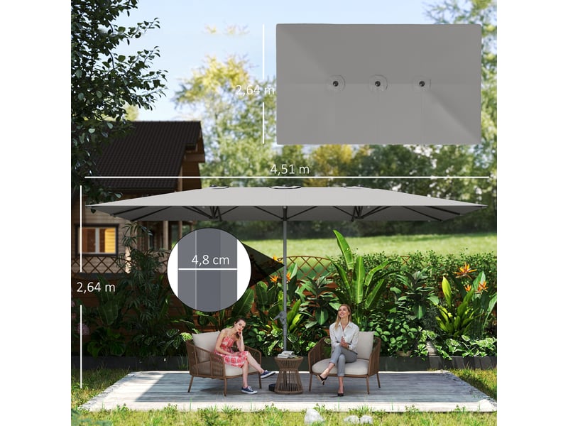  Parasol de jardin extérieur gris foncé 451x264x264cm  - Conforama E