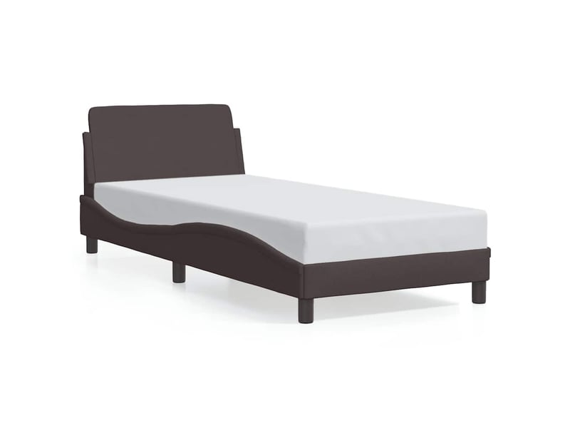  Lit simple- lit adulte -  cadre de lit dover marron foncé 80x200 cm tissu  - Conforama A