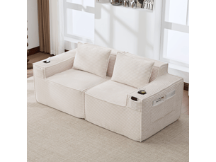 Canapé droit fixe <strong></strong> <strong></strong> 2 places Tissu beige