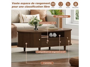 Table basse ovale coloris bois foncé <strong></strong> <strong></strong> - 50 cmx100 cm