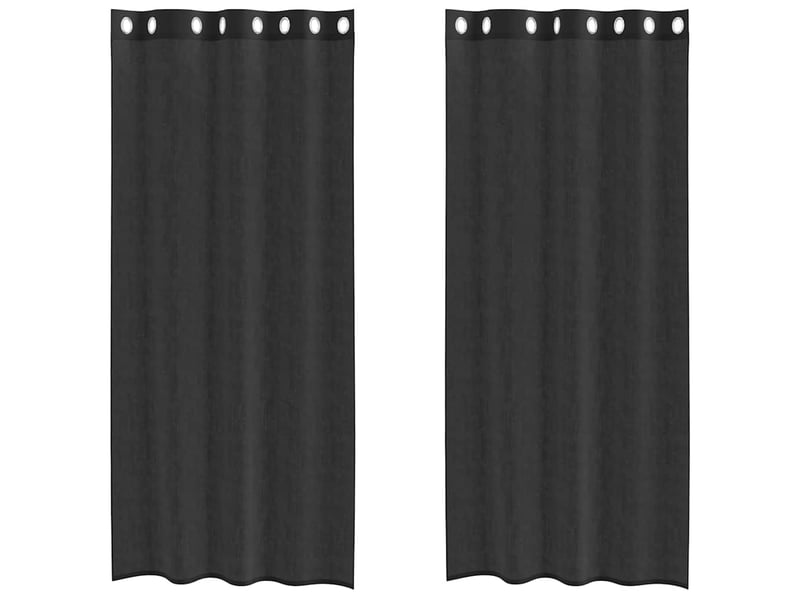 Lot de 2 rideaux en voile, voilages avec œillets noir 140x245 cm cf44388 - Conforama A