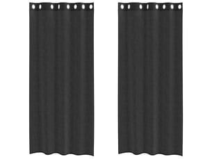 Lot de 2 rideaux en voile, voilages avec œillets noir 140x245 cm cf44388