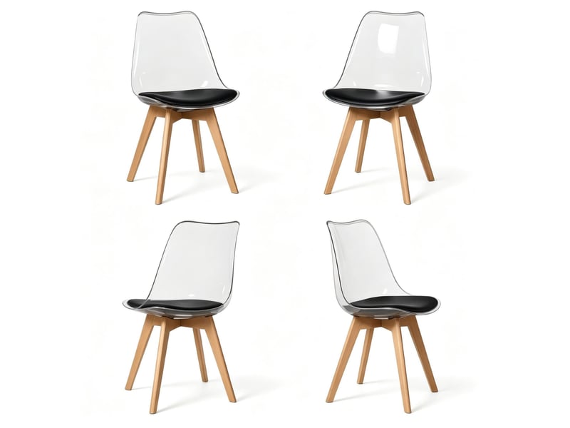  Lot de 4 chaises de salle à manger 42 x 42 x 83 cm – noir – assise en similicuir et pieds en bois  - Conforama A