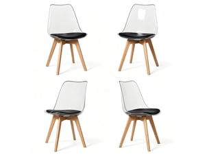 Lot de 4 chaises de salle à manger 42 x 42 x 83 cm – noir – assise en similicuir et pieds en bois
