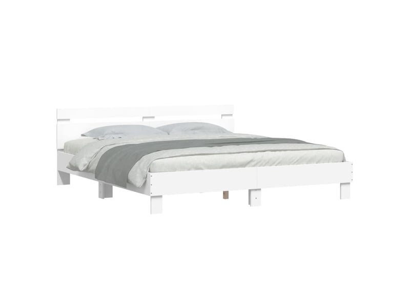  Lit double- lit adulte -  cadre de lit avec led sans matelas blanc 200x200 cm  - Conforama B