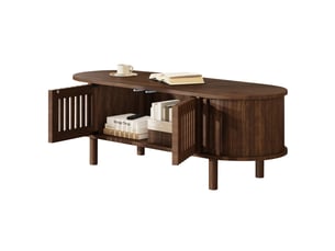 Table basse ovale coloris bois foncé MEUBLIV  - 40 cmx100 cm