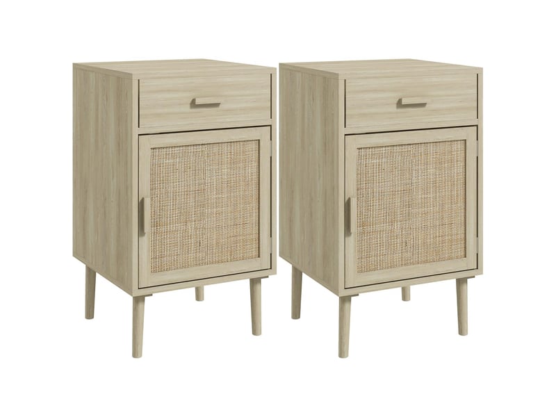  Lot de 2 tables de chevet avec tiroir et placard coloris chêne 40 x 40 x 68,5 cm  - Conforama A
