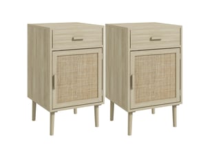 Lot de 2 tables de chevet avec tiroir et placard coloris chêne 40 x 40 x 68,5 cm
