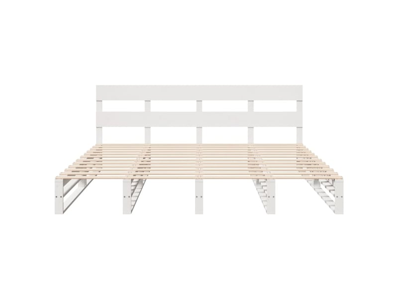  Lit double- lit adulte -  cadre de lit sans matelas blanc 200x200 cm bois massif de pin  - Conforama D