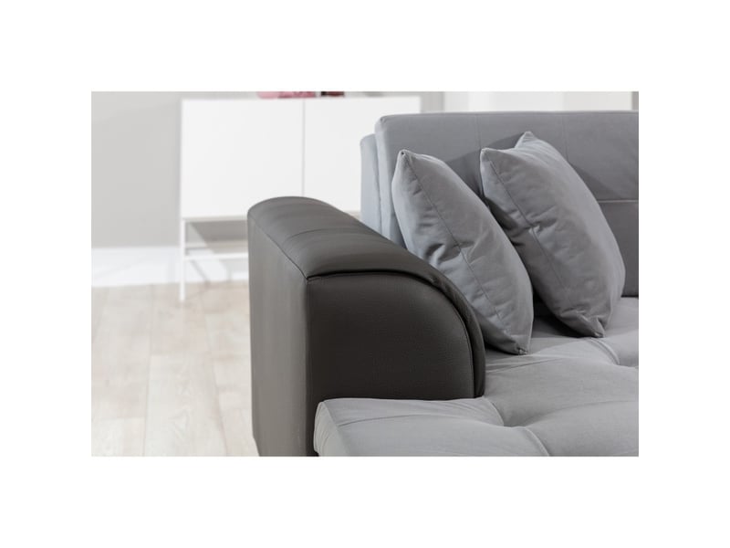 Canapé panoramique convertible caldero 5 places gris et noir – angle gauche – 4 coussins - Conforama D