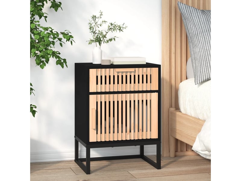  Lot de 2 tables de chevet - cabinet de chevet - table de nuit noir 40x30x55,5cm bois ingénierie et fer  - Conforama C