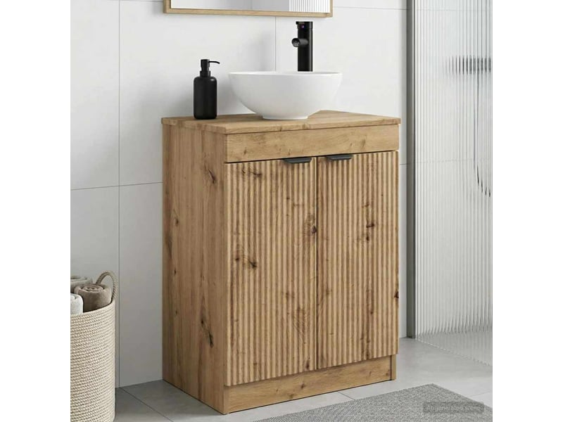  Meuble de salle de bain avec évier chêne artisanal shl3414  - Conforama B