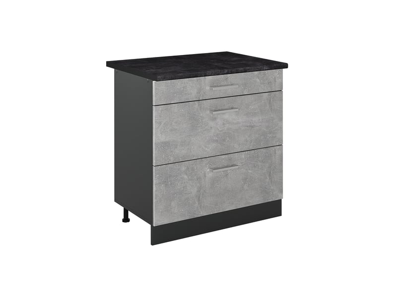  Vicco meuble cuisine, bétonanthracite, 80cm avec 3 tiroirs plan de travail anthracite  - Conforama A