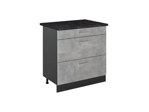 Vicco meuble cuisine, bétonanthracite, 80cm avec 3 tiroirs plan de travail anthracite
