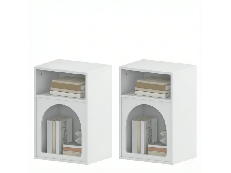  Tables de chevet tcqpz lot de 2 avec 2 niches ouvertes mdf blanc 40 x 30 x 60 cm  - Conforama A