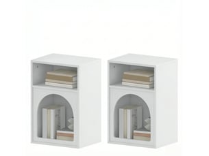 Tables de chevet tcqpz lot de 2 avec 2 niches ouvertes mdf blanc 40 x 30 x 60 cm