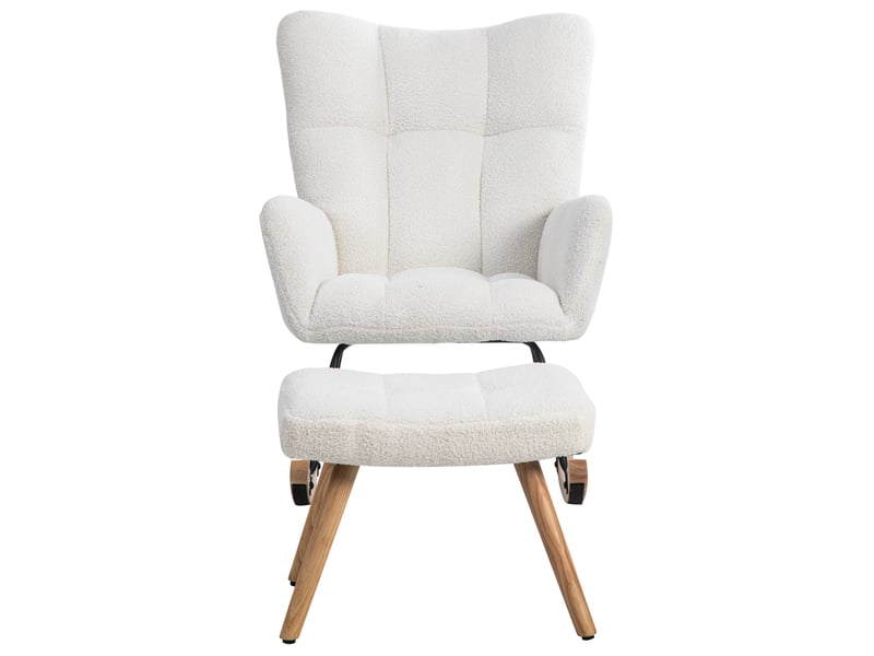 Fauteuil à bascule ergonomique 65x92 cm – repose-pieds et structure robuste en bois d’hévéa - Conforama A