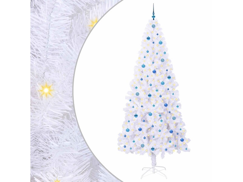 Sapin de noël artificiel, arbre de noël avec 300 led blanc 240 cm pvc et acier shl3696 - Conforama A