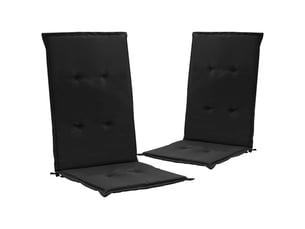 Lot de 2 coussins de chaise de jardin 100% polyester noir 120 x 50 x 3 cm dec021666