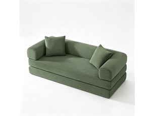 Canapé droit convertible modulable en lit, velours côtelé, mousse froide, sans montage, pour salonchambre, vert