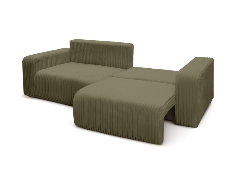  Canapé droit 3 places alya convertible en velours côtelé épais - vert kaki ALYA - Conforama D