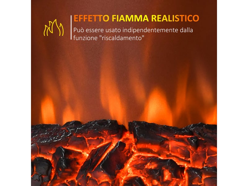  Cheminée électrique sur pied dorée, effet flamme led, chauffage 10002000 w  - Conforama W